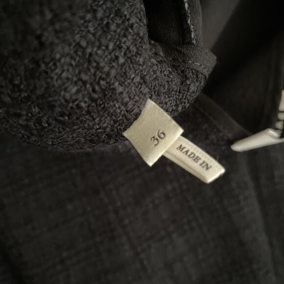 Sandro Seal Tweed Romper Black Long Sleeve Button Pockets V Neck 36 4 S - Picture 11 of 14